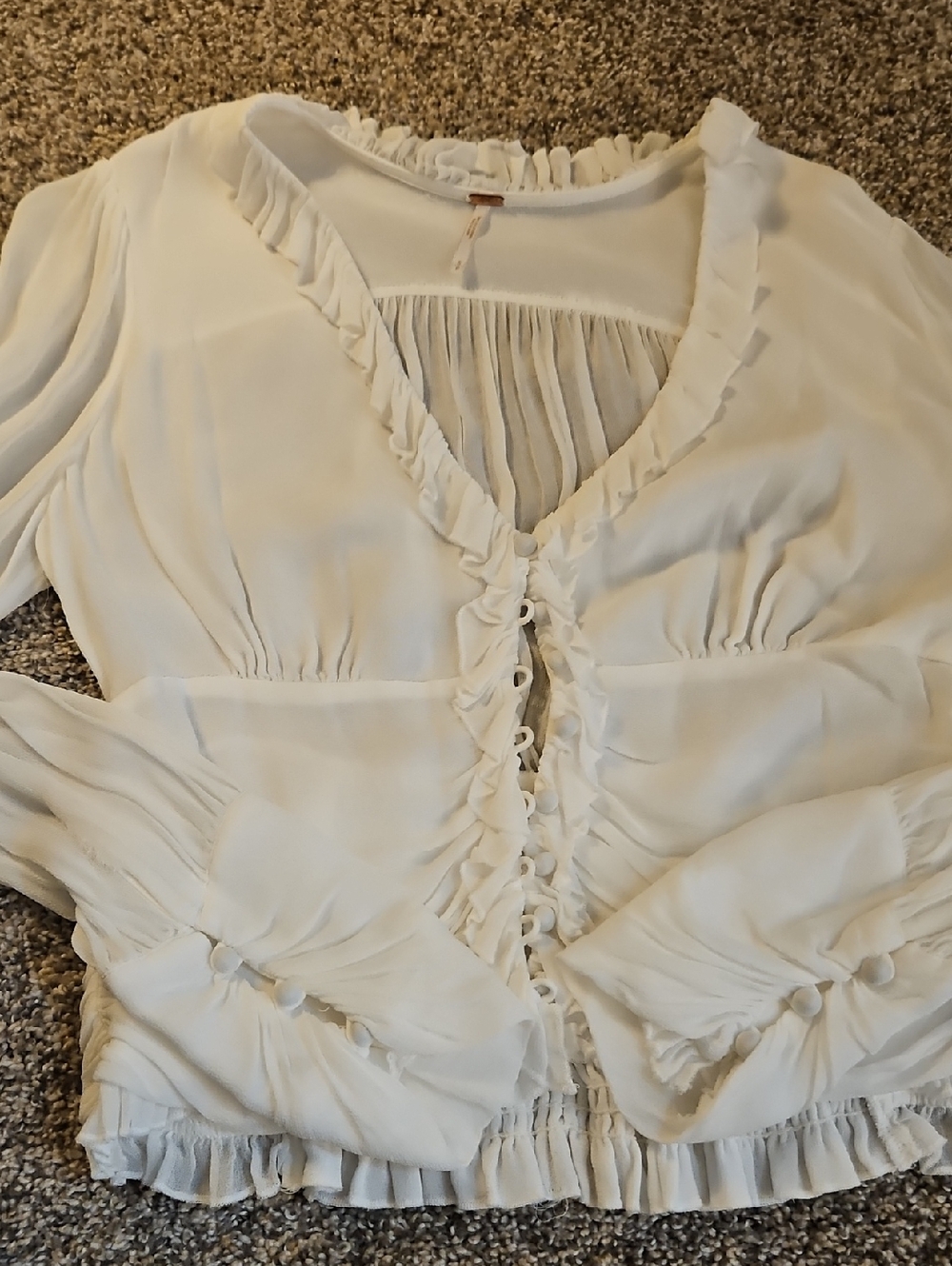 Free People Sheer Ruffle Button-Front Top - Picture 8 of 9